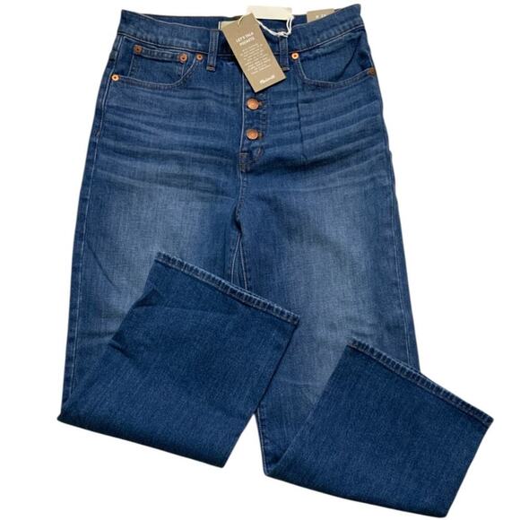 Madewell Jeans Womens 28 Slim Wide Leg Crop Button Fly Mid Wash Streetwear Denim - Picture 3 of 16